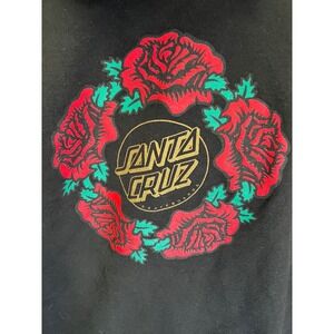Vtg Santa Cruz Skateboards Rose Wreath Dot Logo Hoodie Black Mens Medium